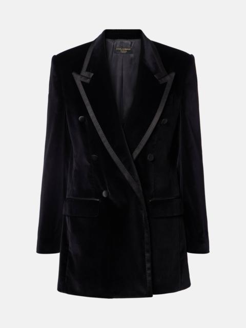 Cotton-blend velvet tuxedo jacket