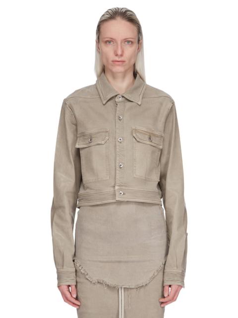 cut-out foiled denim jacket