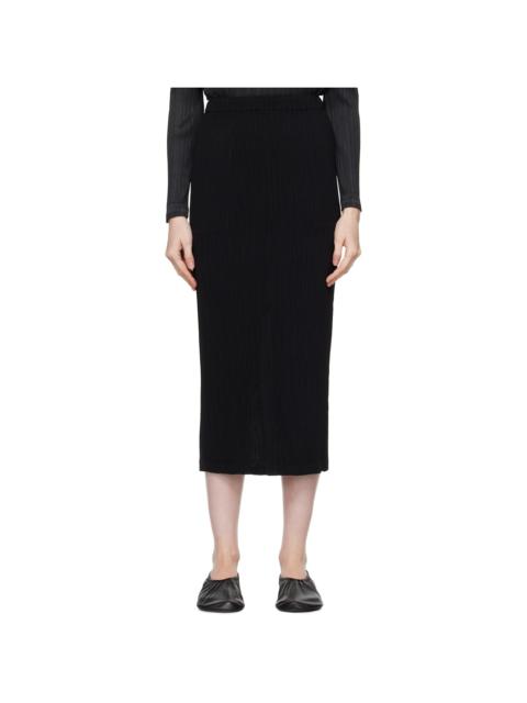Black Hatching Midi Skirt