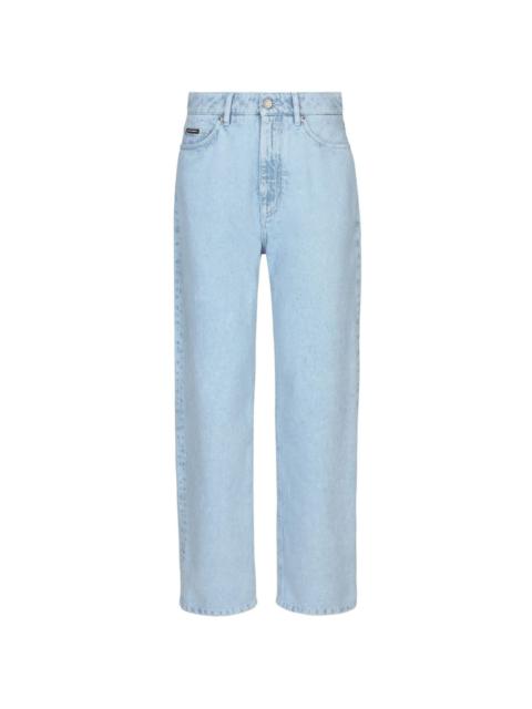high-waisted slim-legged jeans