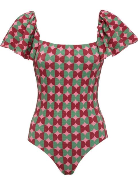 Scarlett flutter-sleeve swimsuit