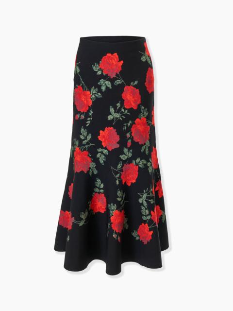 Rose Jacquard Trumpet Skirt