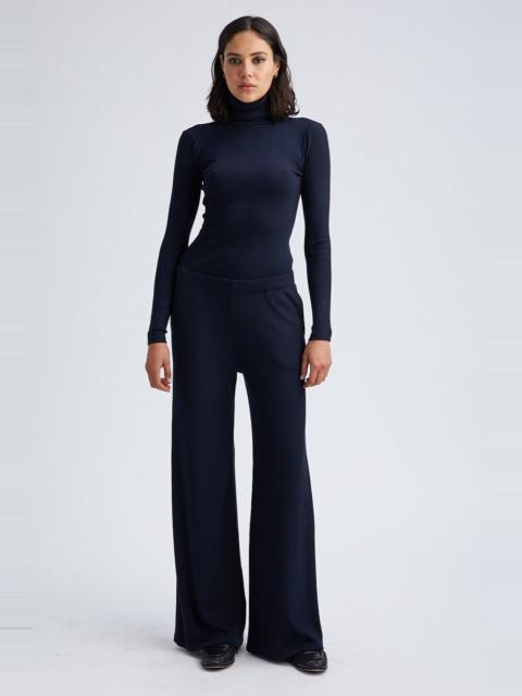NAVY RIB WIDE LEG PANTS