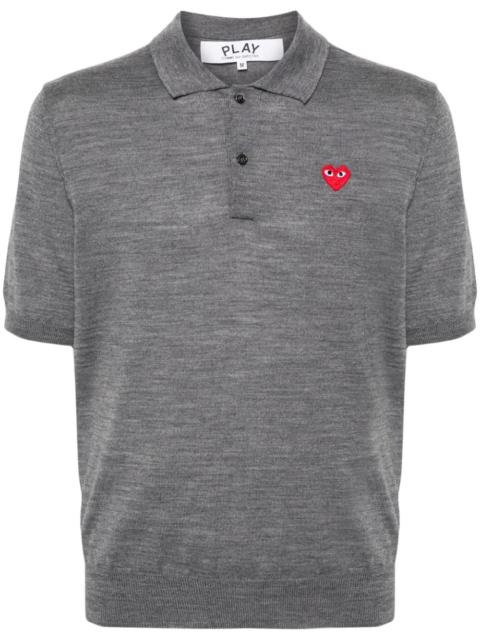 heart-patch wool polo shirt