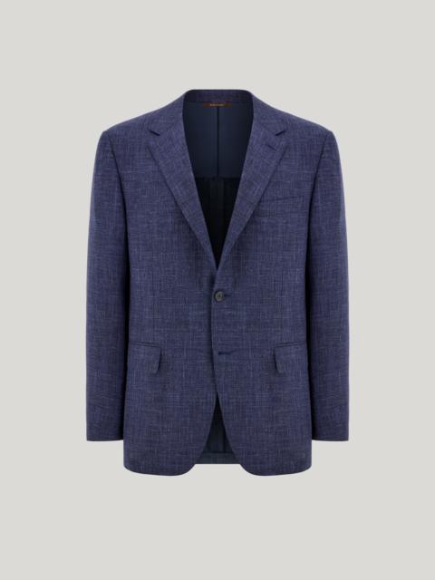 BLUE WOOL, SILK AND LINEN REGULAR-FIT JACKET