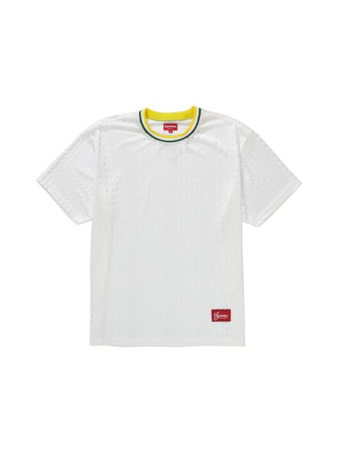 Supreme Perforated Stripe Warm Up Top White