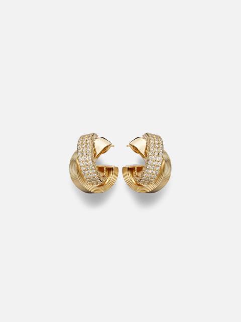 Tri-Link 14kt gold hoop earrings with diamonds