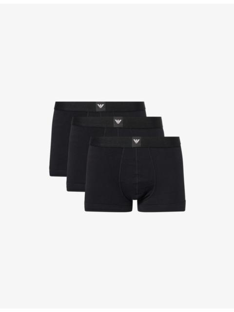 Logo-Patch Pack Of Three Cotton-Jersey Trunks