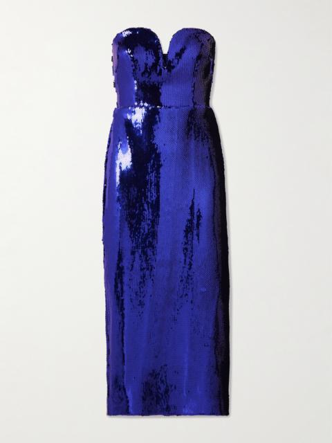 Strapless Sequined Stretch-jersey Midi Dress