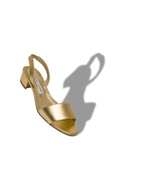 Gold Nappa Leather Slingback Sandals