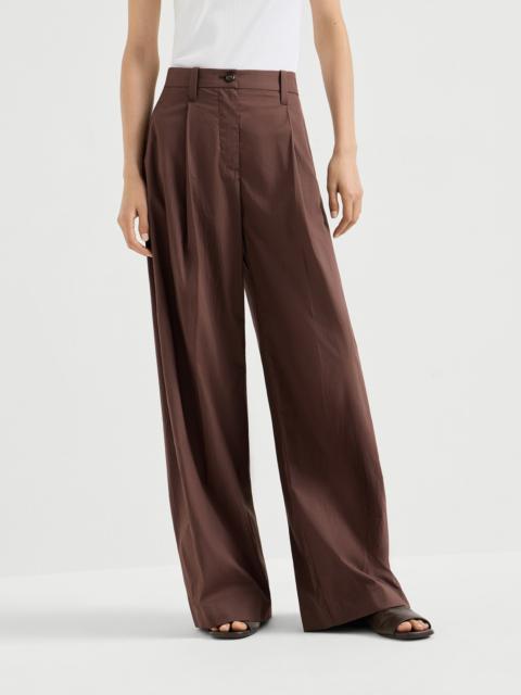 Lightweight poplin wide trousers with monili