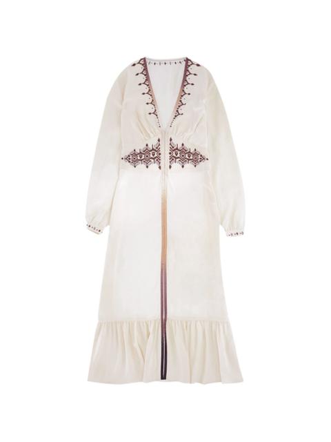 Wada embroidered V-neck midi dress
