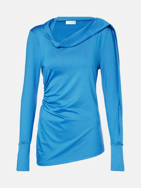 Ruched asymmetric jersey top