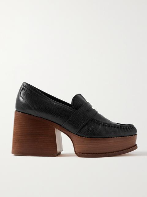 Augusta Textured-leather Platform Loafers