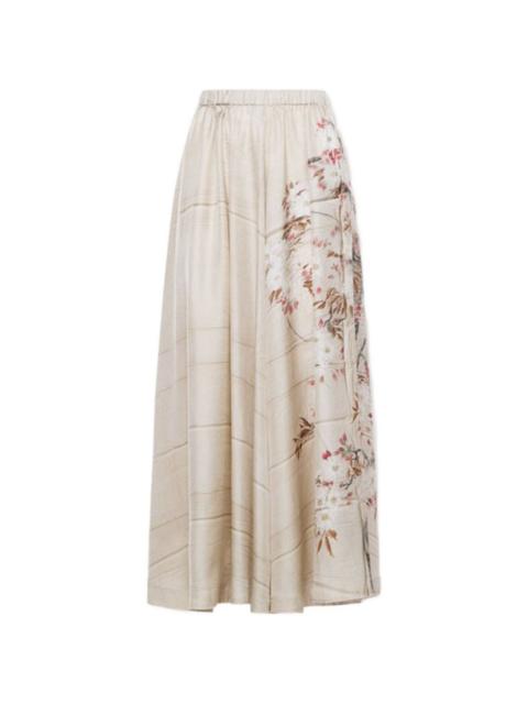 Aloe A-line silk midi skirt