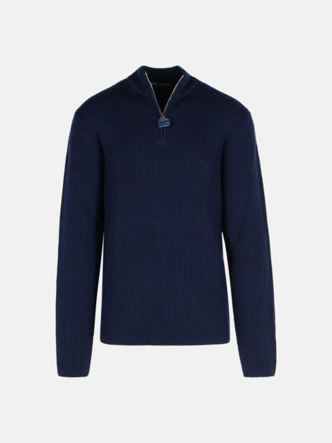 NAVY VIRGIN WOOL SWEATER
