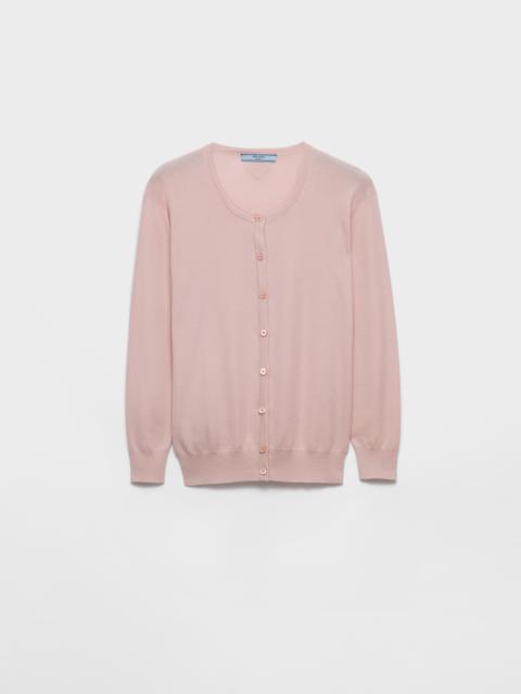 Cotton and silk knit cardigan