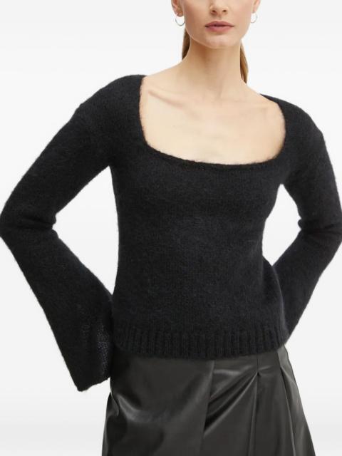 square-neck flared-sleeves sweater
