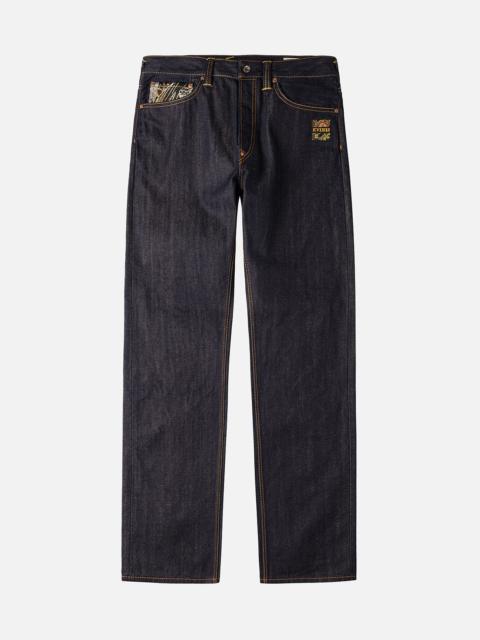 Brocade Inserted Daicock with Logo Embroidery Regular Fit Jeans #2000