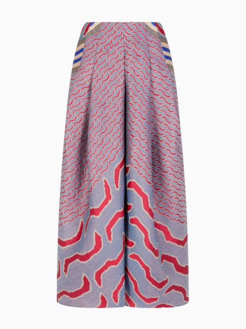 LINEN, COTTON AND SILK JACQUARD MIDI SKIRT