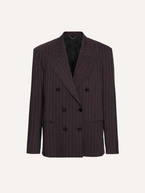 Pinstripe double-breasted blazer in dark brown