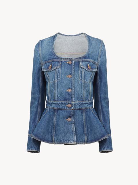 PEPLUM RIDING JACKET IN DENIM
