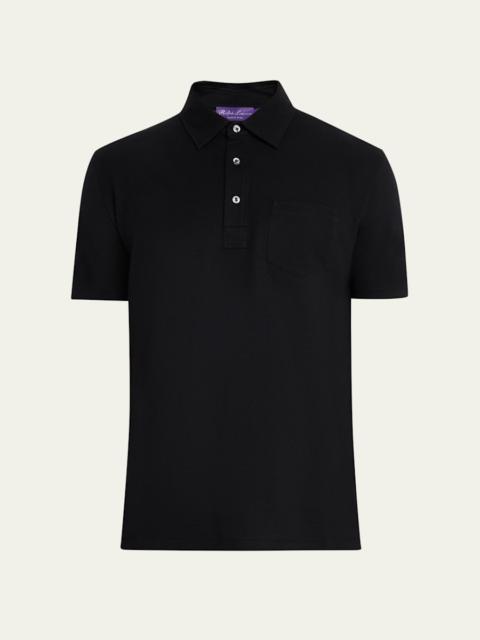 Men's Cotton and Cashmere Pique Pocket Polo Shirt