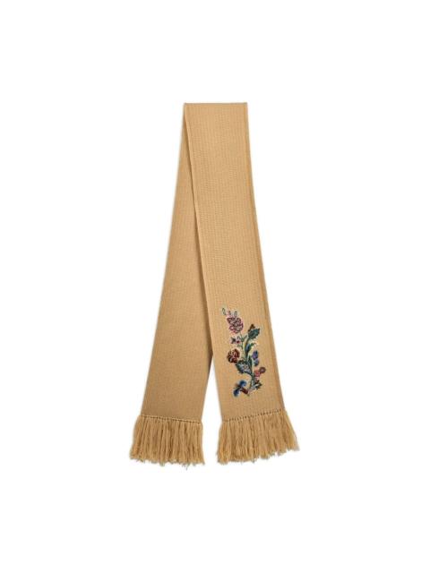 paisley-embroidered fringed scarf