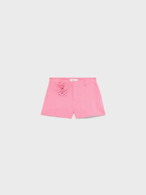 SHORTS IN FLUID GABARDINE WITH ROSE DECORATION
