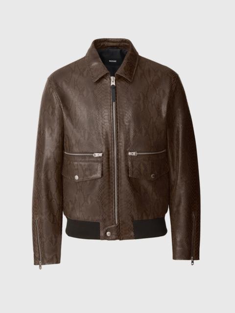 JAKARI-SNK Snake Pattern Leather Zip Jacket