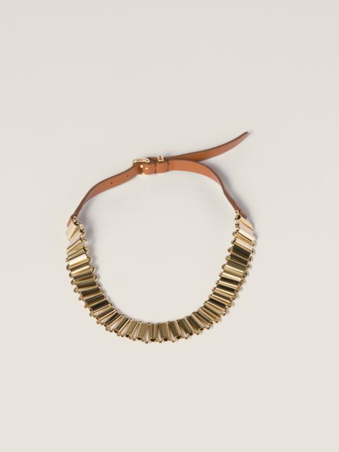 Metal and leather necklace