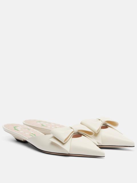 Bow-detail leather mules