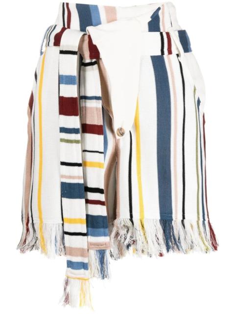 frayed-hem striped shorts