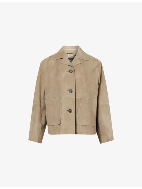 Palchi Camp-Collar Suede Jacket