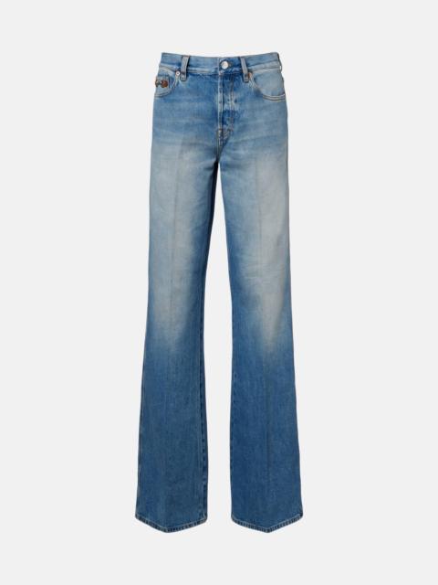 Horsebit mid-rise flared jeans
