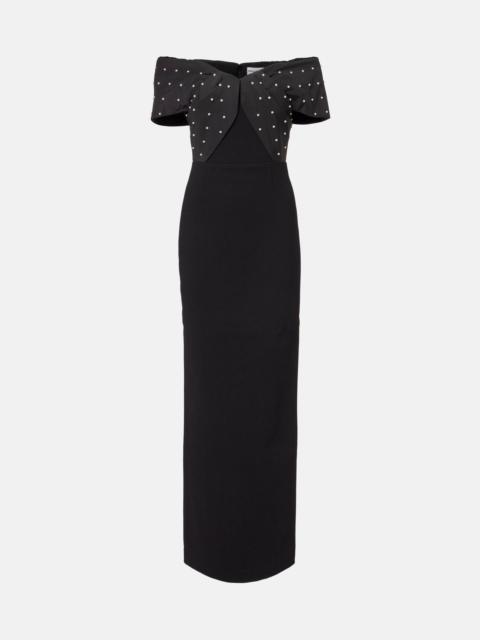 Ederson embellished crêpe bustier gown