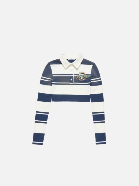 Cropped long sleeve polo - White/navy