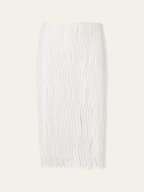 Techno Wave Guipure Slit Pencil Skirt