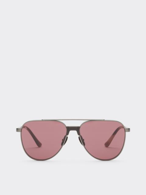 Ferrari sunglasses in glossy gunmetaltitanium and acetate with exclusive Contrast Pro™ lenses