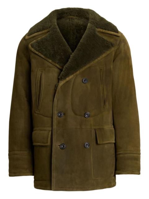 shearling-lined double-breasted coat