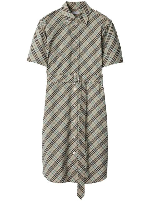 check cotton shirt mini dress