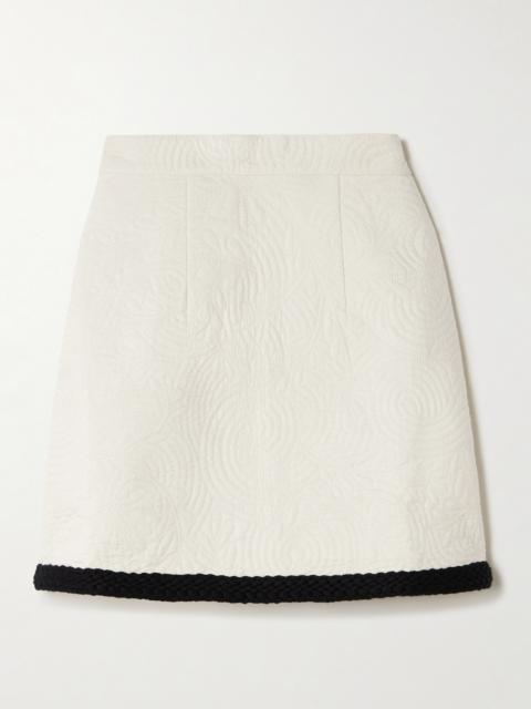 Giuliana Braid-trimmed Quilted Cotton Mini Skirt