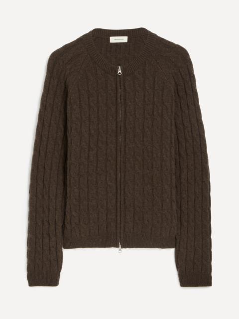 Brown Cable-Knit Editor Zip Jumper