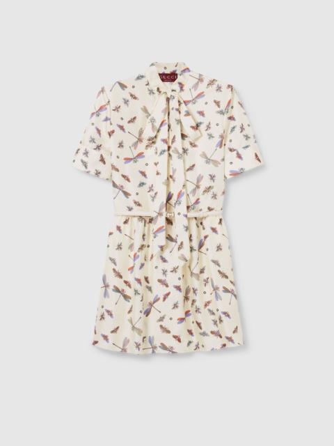 Printed silk twill dress