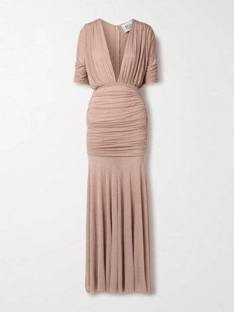 Devi ruched jersey maxi dress Pink