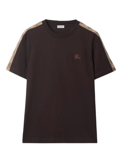 check-trimmed cotton T-shirt