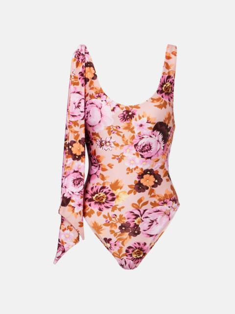 Floral knot-detail swimsuit