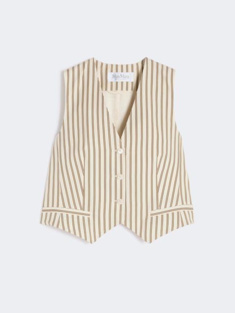 Striped cotton and silk canvas gilet - BEIGE