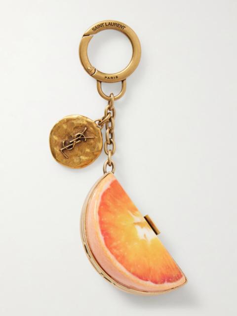 Orange Gold-tone And Resin Bag Charm