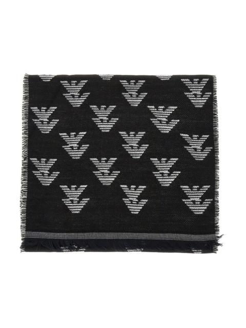 KNITTED SCARF WITH EAGLE MOTIF